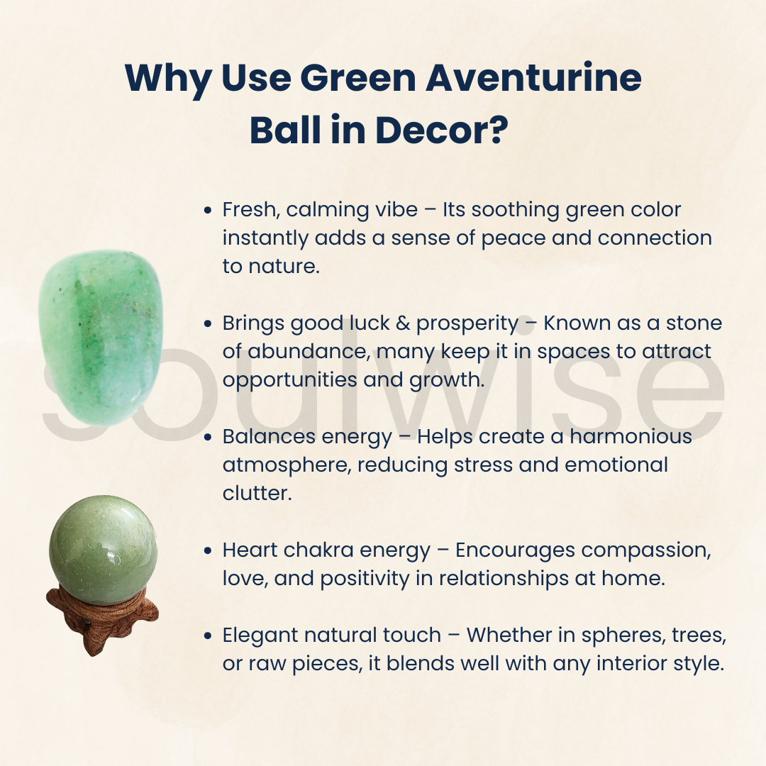 Soulwise Green Aventurine Healing Crystal Sphere Decor, Attract Good Luck, Opportunities, and Financial Success .