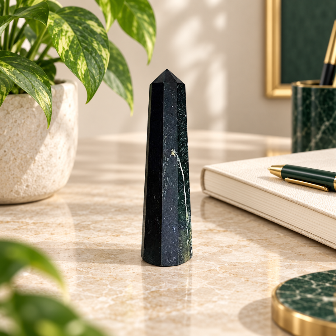 Black Tourmaline Tower 3 Inch – Natural Healing Crystal Point for Protection, Grounding, Negative Energy Cleansing, Reiki, Meditation & Positive Energy