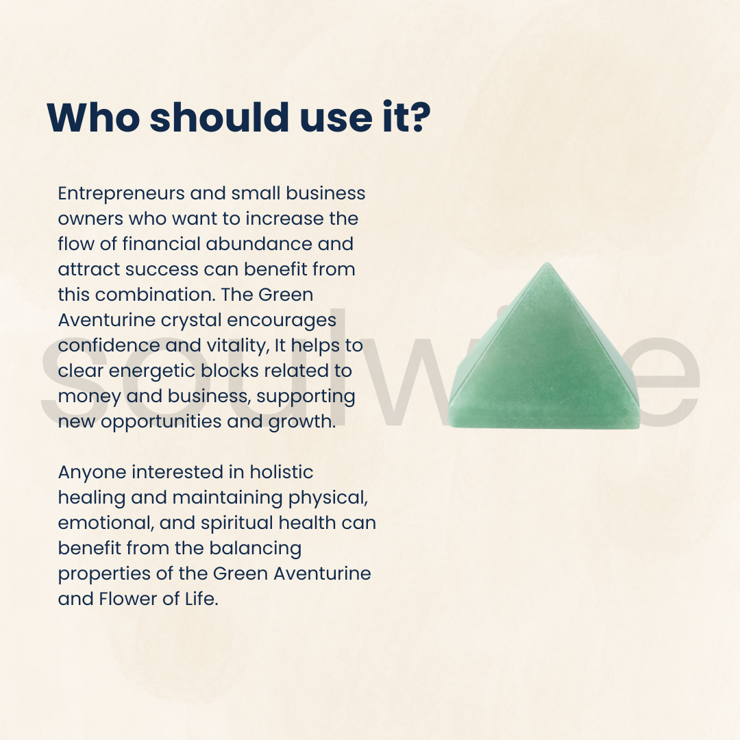 Soulwise Natural Green Aventurine Crystal Pyramid for Reiki, Vastu, Meditation & Home Décor – Positive Energy & Healing Stone