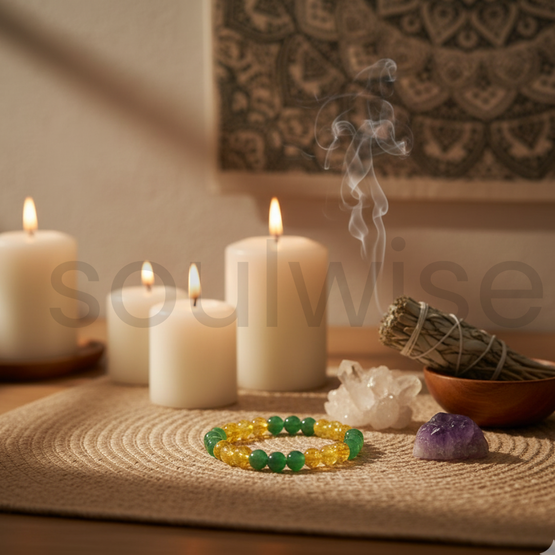 Soulwise 8mm Citrine & Green Aventurine Bracelet for Wealth & Abundance Financial Abundance & Business Growth Bracelet