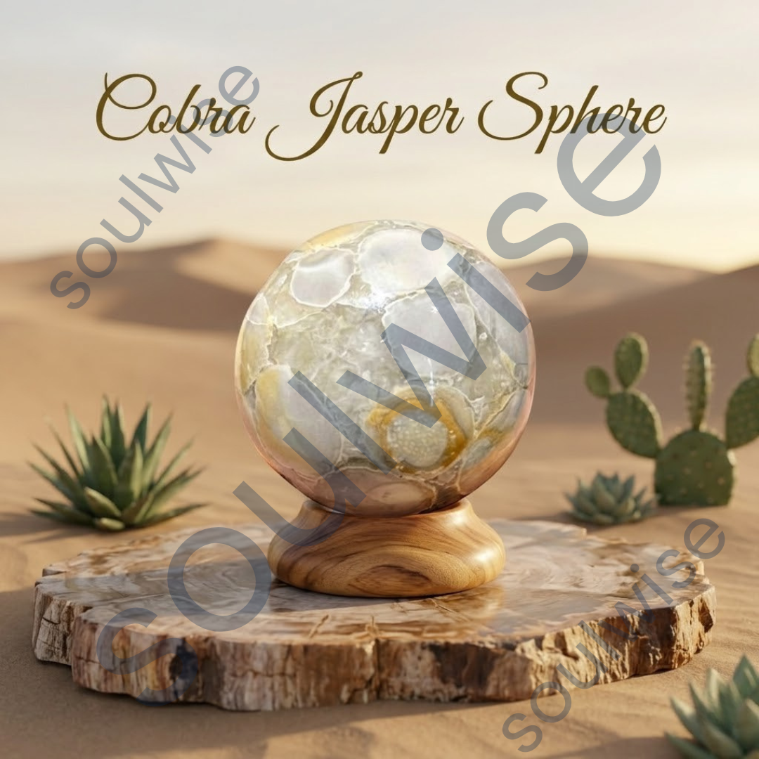 Cobra Jasper Crystal Sphere – Natural Healing Crystal Ball for Grounding, Protection, Strength & Positive Energy | Polished Gemstone Sphere for Meditation, Reiki & Home Décor