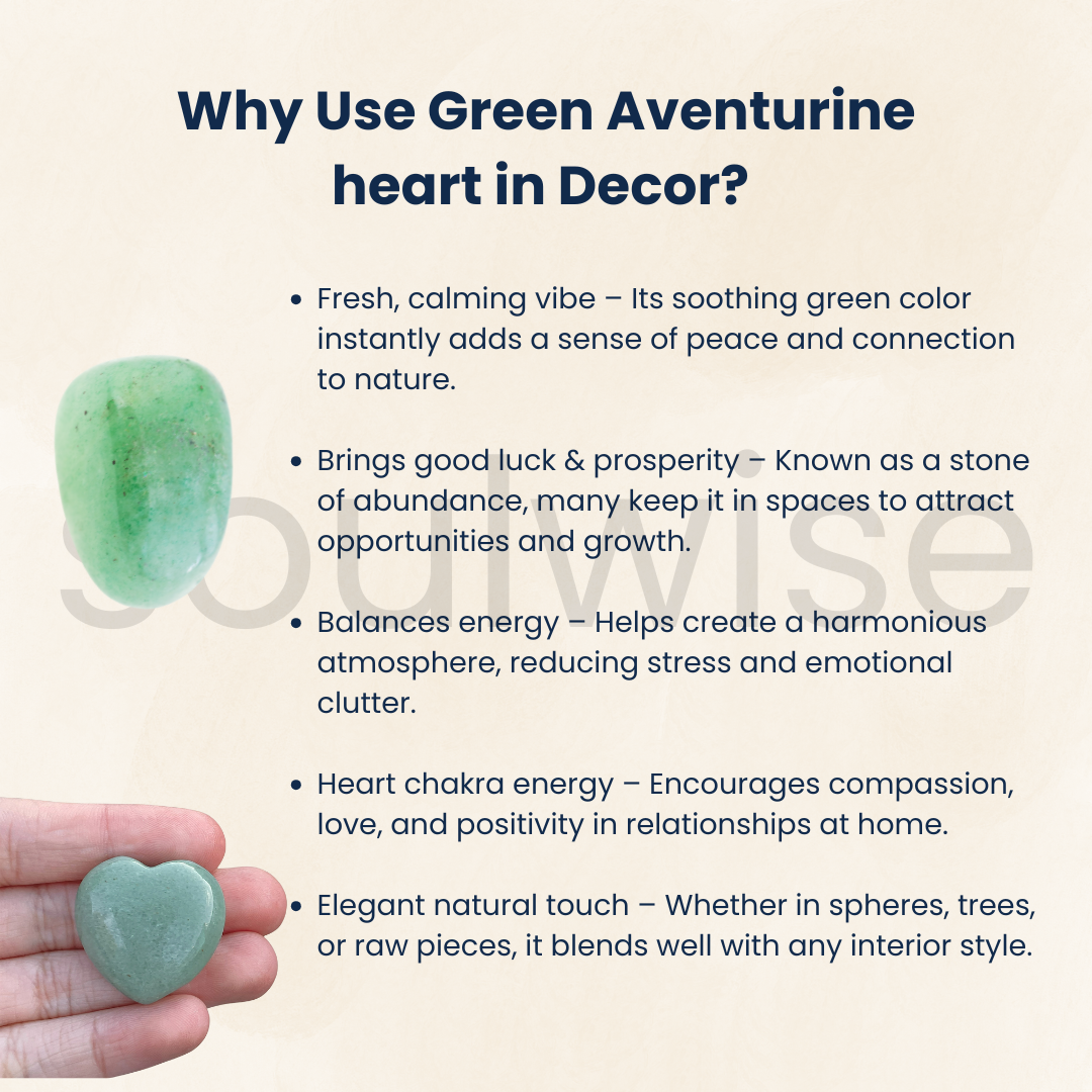 Soulwise Green Aventurine Healing Crystal Heart-Shape Decor – Natural Gemstone for Prosperity, Love & Positive Energy