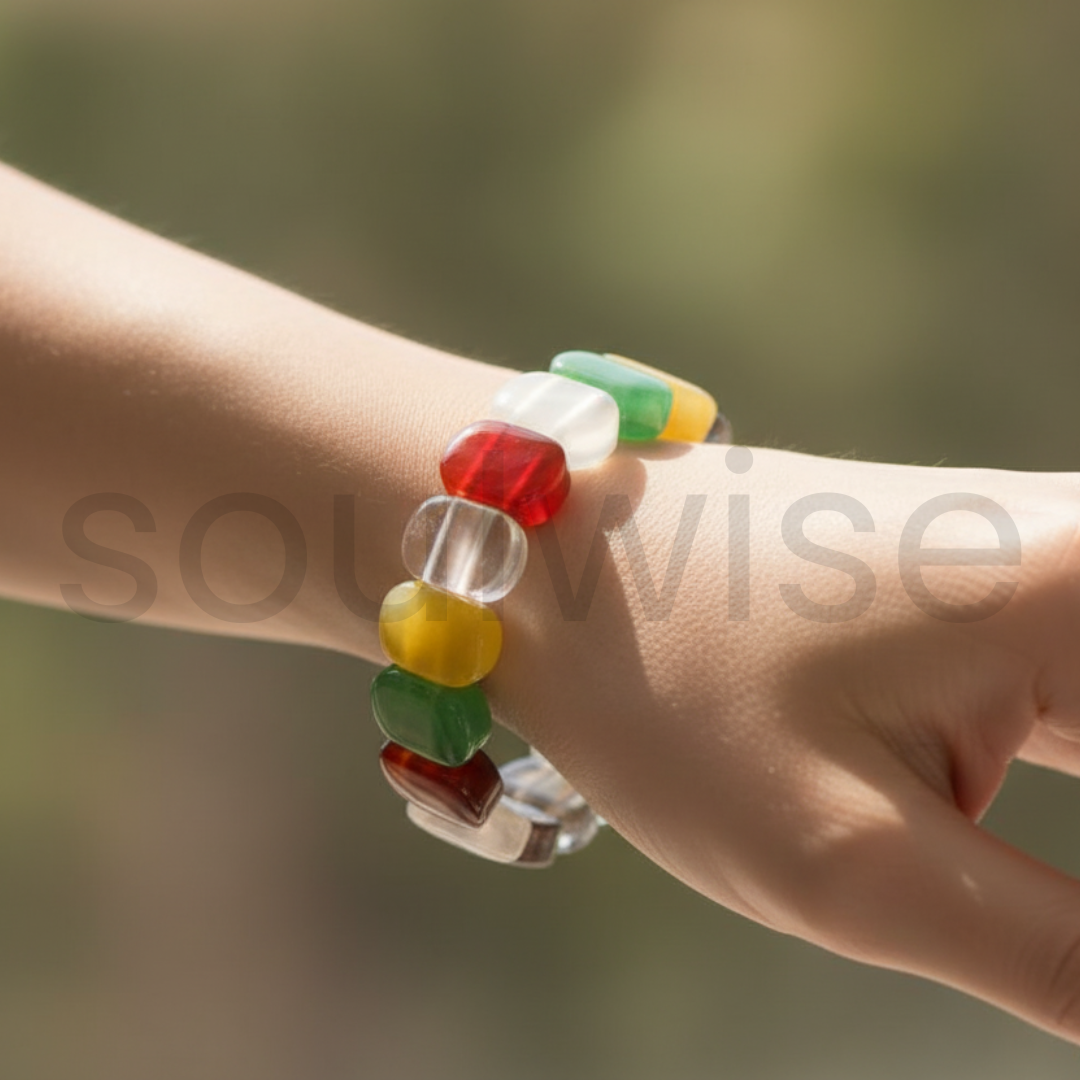 Seven Chakra Fancy Bracelet – Natural Healing Crystal Beads for Energy Balance, Meditation, Reiki, and Spiritual Wellness – Unisex Adjustable Yoga Bracelet