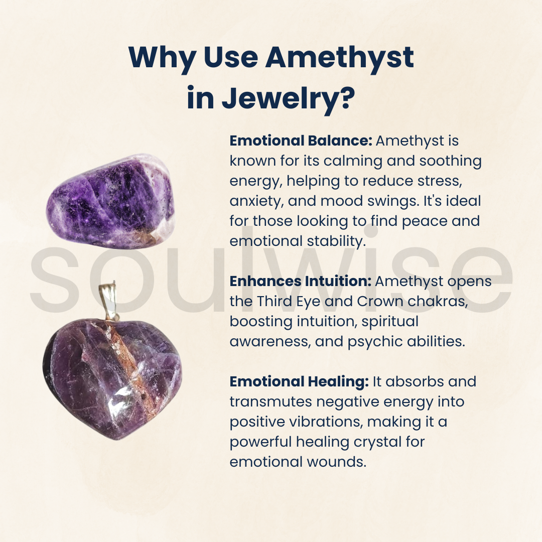 Amethyst Crystal Heart-Shaped Pendant | Natural Healing Stone Necklace for Love, Calm & Protection.