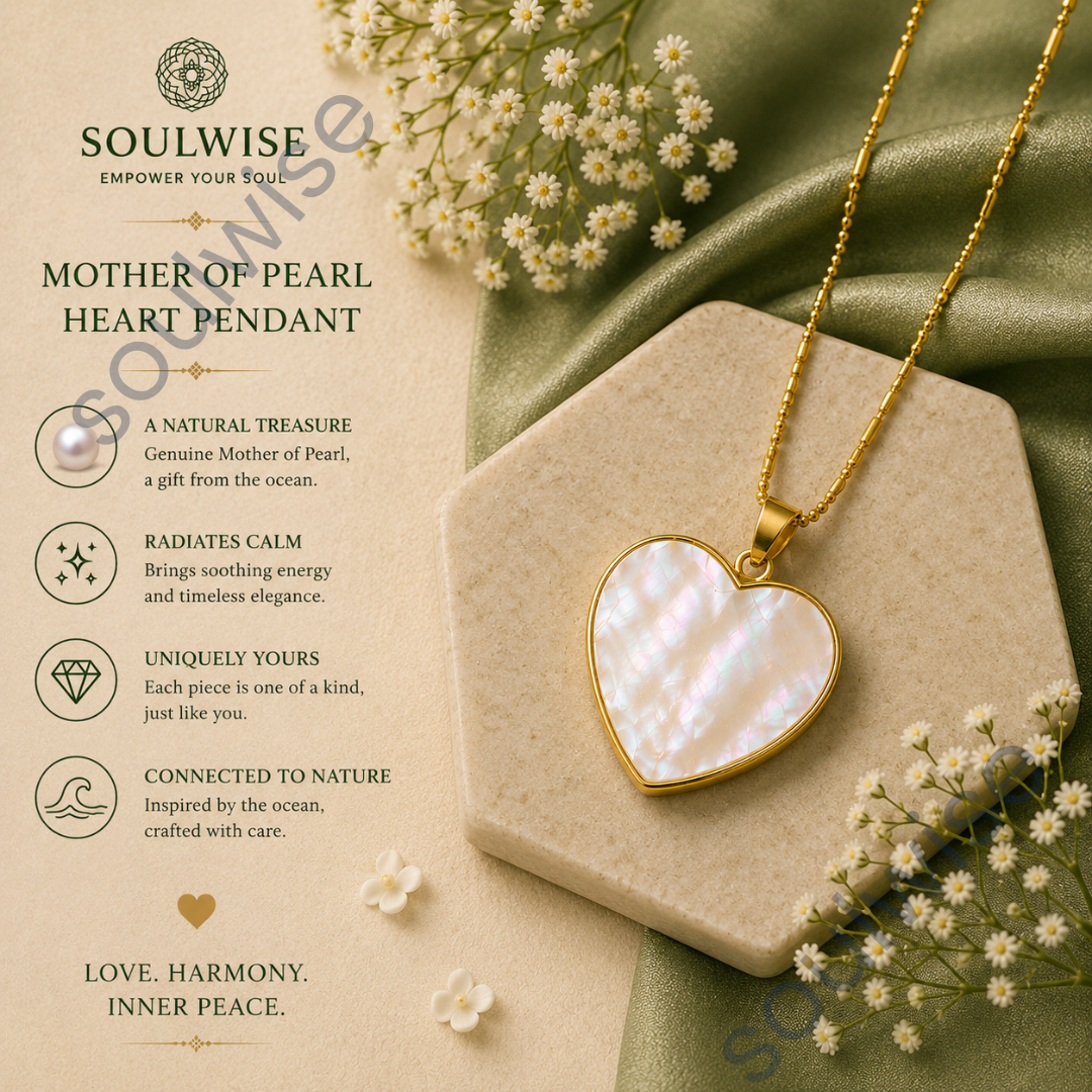 Mother of Pearl Heart Pendant with Chain – Natural Heart-Shaped Shell Necklace for Love, Harmony & Elegant Everyday Wear