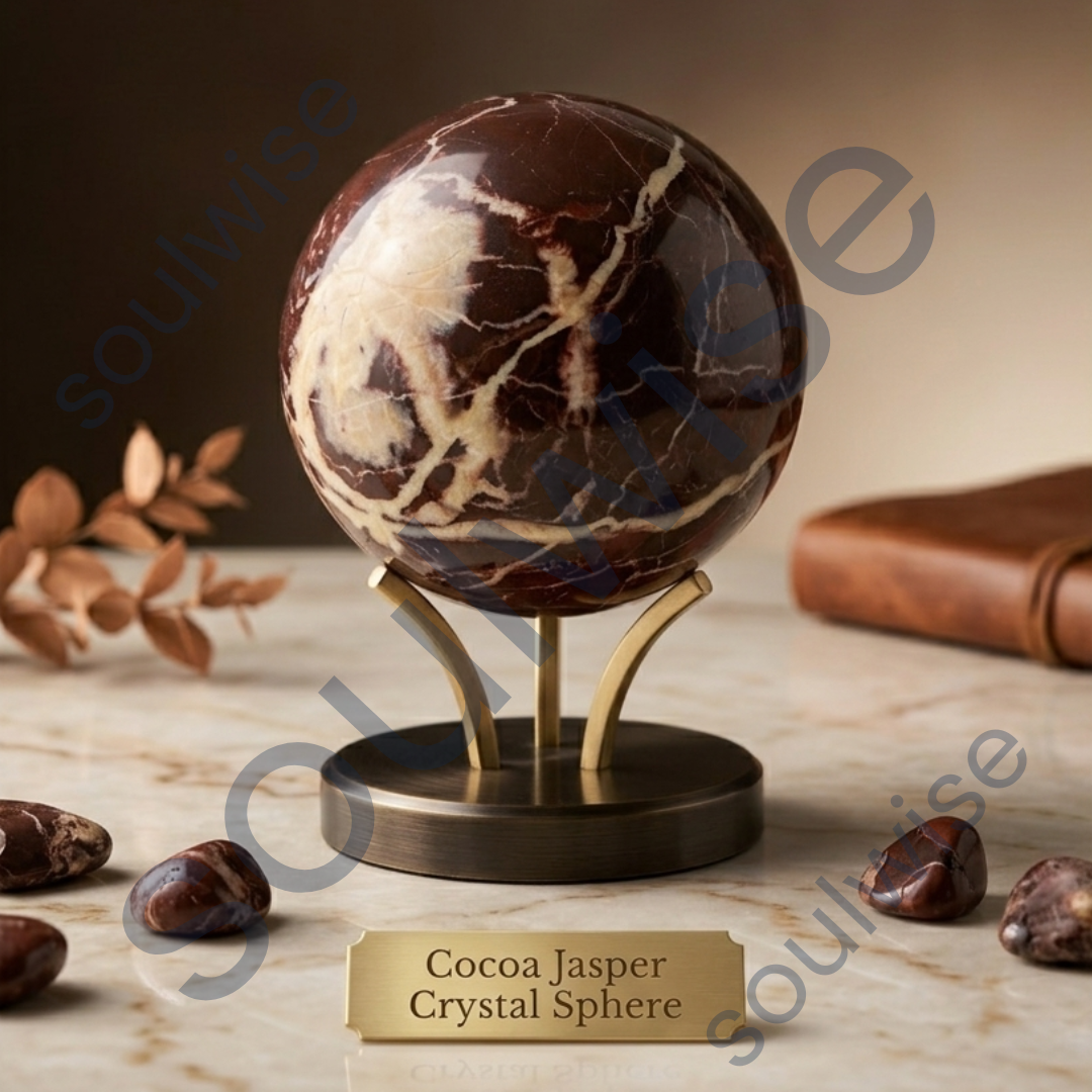 Cocoa Jasper Crystal Sphere – Natural Grounding Healing Crystal Ball for Meditation, Emotional Balance & Protection | Polished Jasper Stone for Home Décor, Reiki & Chakra Healing