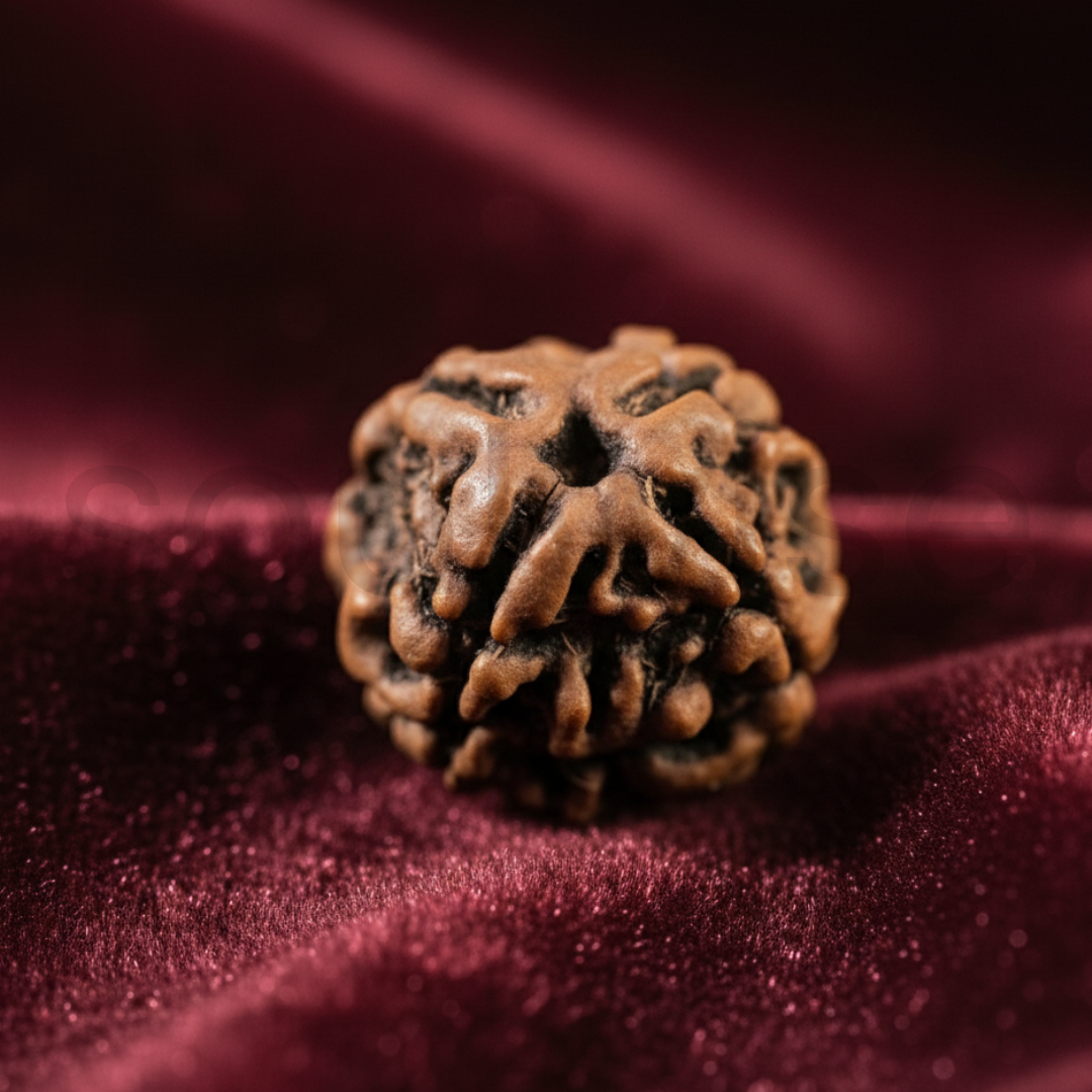 4 Mukhi Nepali Rudraksha Bead — Lab-Certified Authentic, Spiritual Pendant / Mala Bead / Meditation Bead