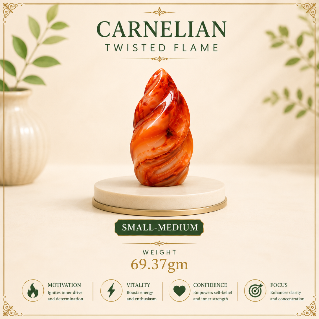 Certified Carnelian Flame – Crystal Flame Sculpture in Different Sizes for Home Décor, Meditation & Spiritual Gifting