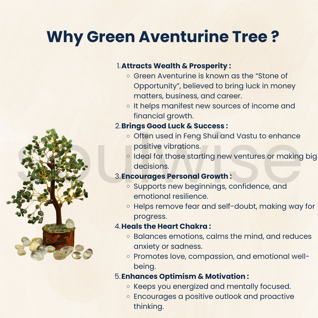 Green Aventurine Crystal Tree - Good Luck Showpiece - Home Decor Items 8-10 Inch