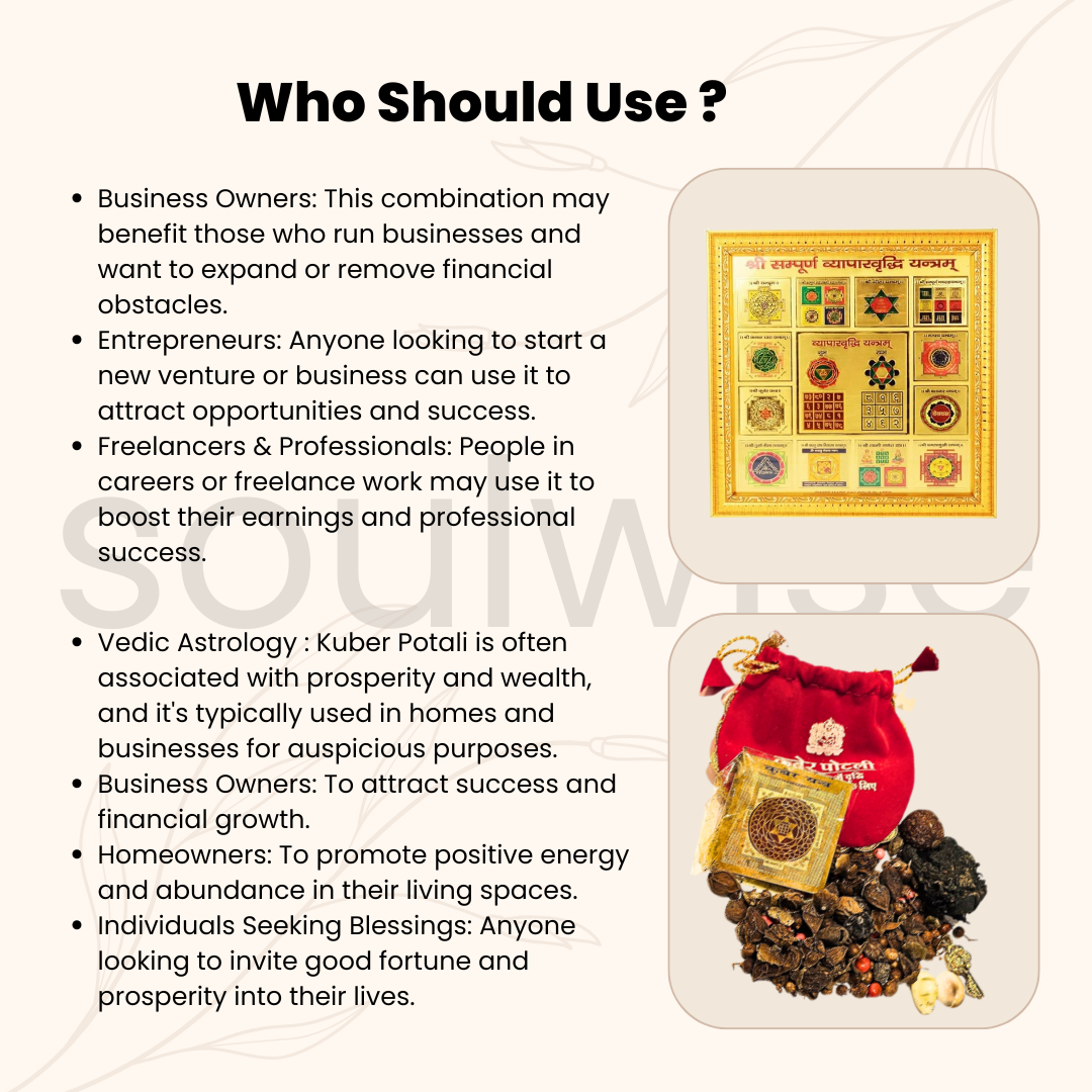 Diwali Kuber Potli & Vyapar Vridhi Yantra Combo | Energized Pooja Items for Wealth, Prosperity & Business Growth | Diwali Pooja Special Gift | Vastu Items for Home & Office