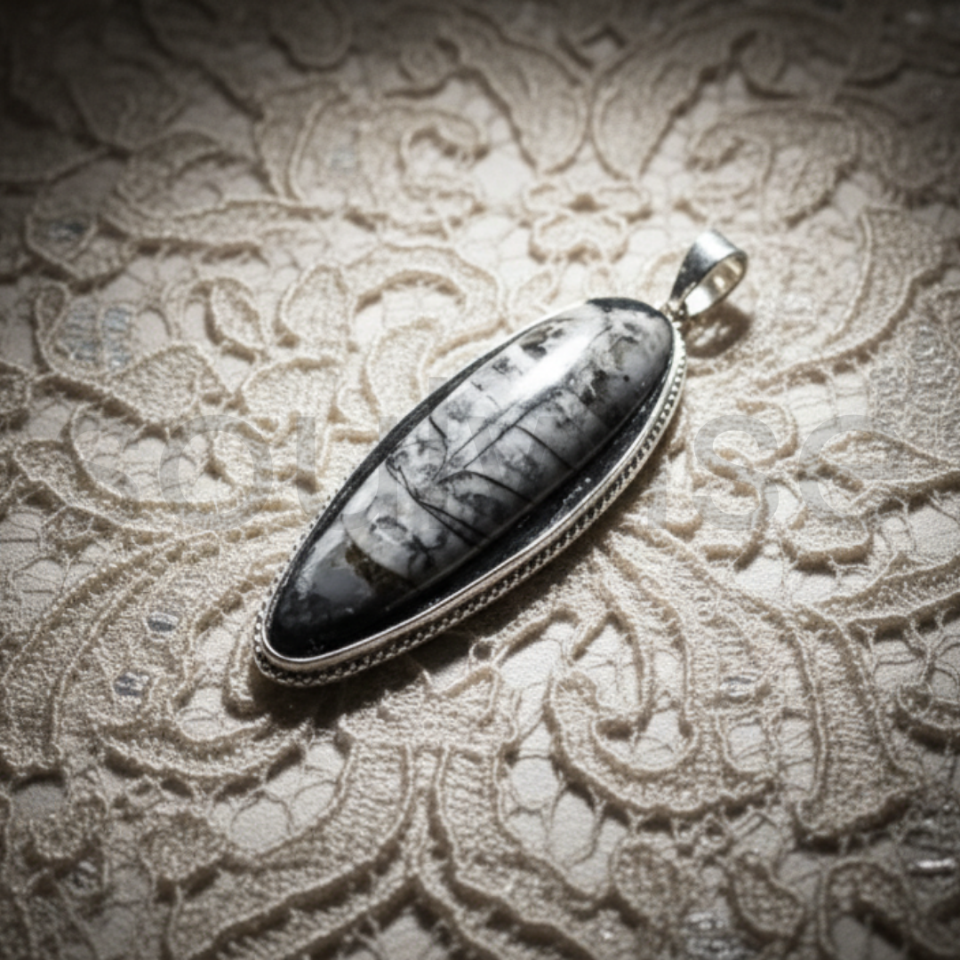 Orthoceras Fossil Kuber Stone Pendant, Kuber Locket, Unisex, Money magnet