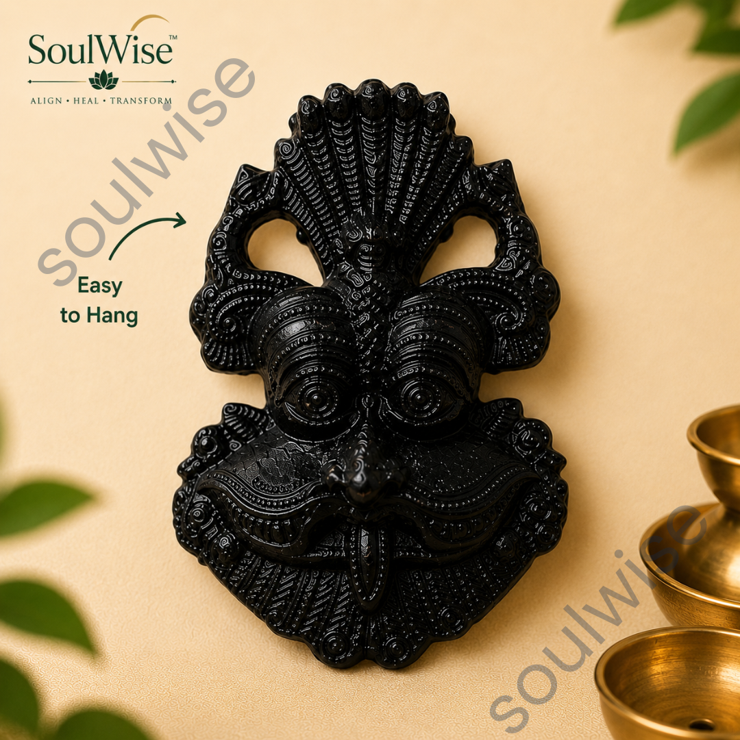 Black Tourmaline Crystal Face Carving – Natural Healing Crystal Décor for Protection, Grounding & Positive Energy