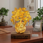 Bonsai Citrine Tree Money Tree Feng Shui,Gold Crystal Ornaments with 6 Hanging Coin Charms for Health, Wealth and Happiness((7 x 3 inch)