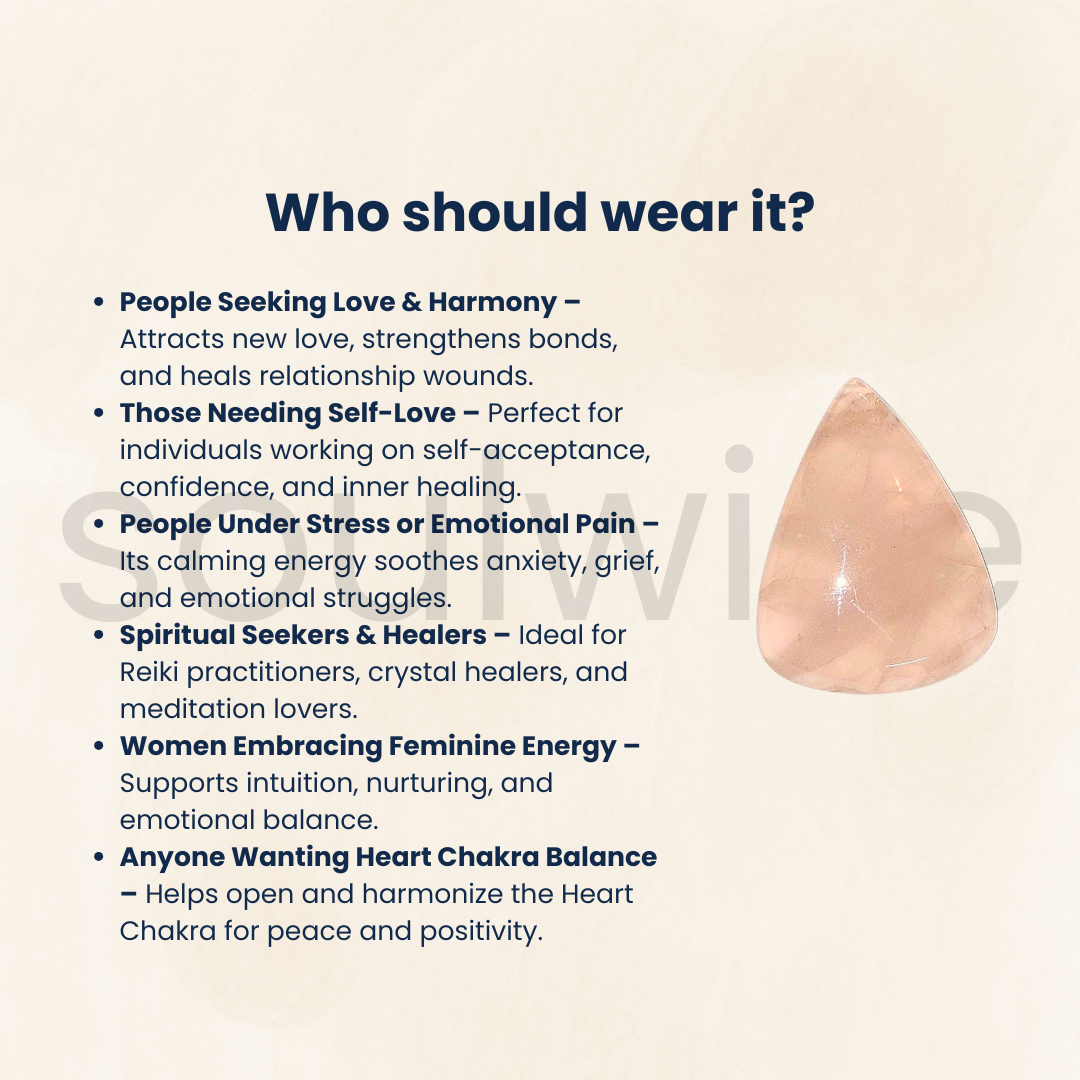 Soulwise Natural Rose Quartz Triangle Cabochon – Polished Gemstone for Jewelry Making, Crystal Healing, Crafts – Flat Back, – 1 Piece