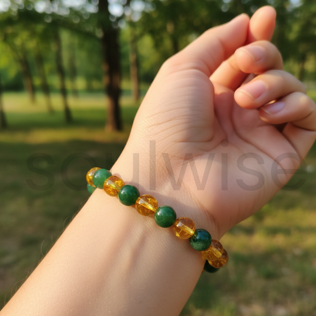 सिट्रीन ग्रीन एवेंट्यूरिन ब्रेसलेट 10 मिमी