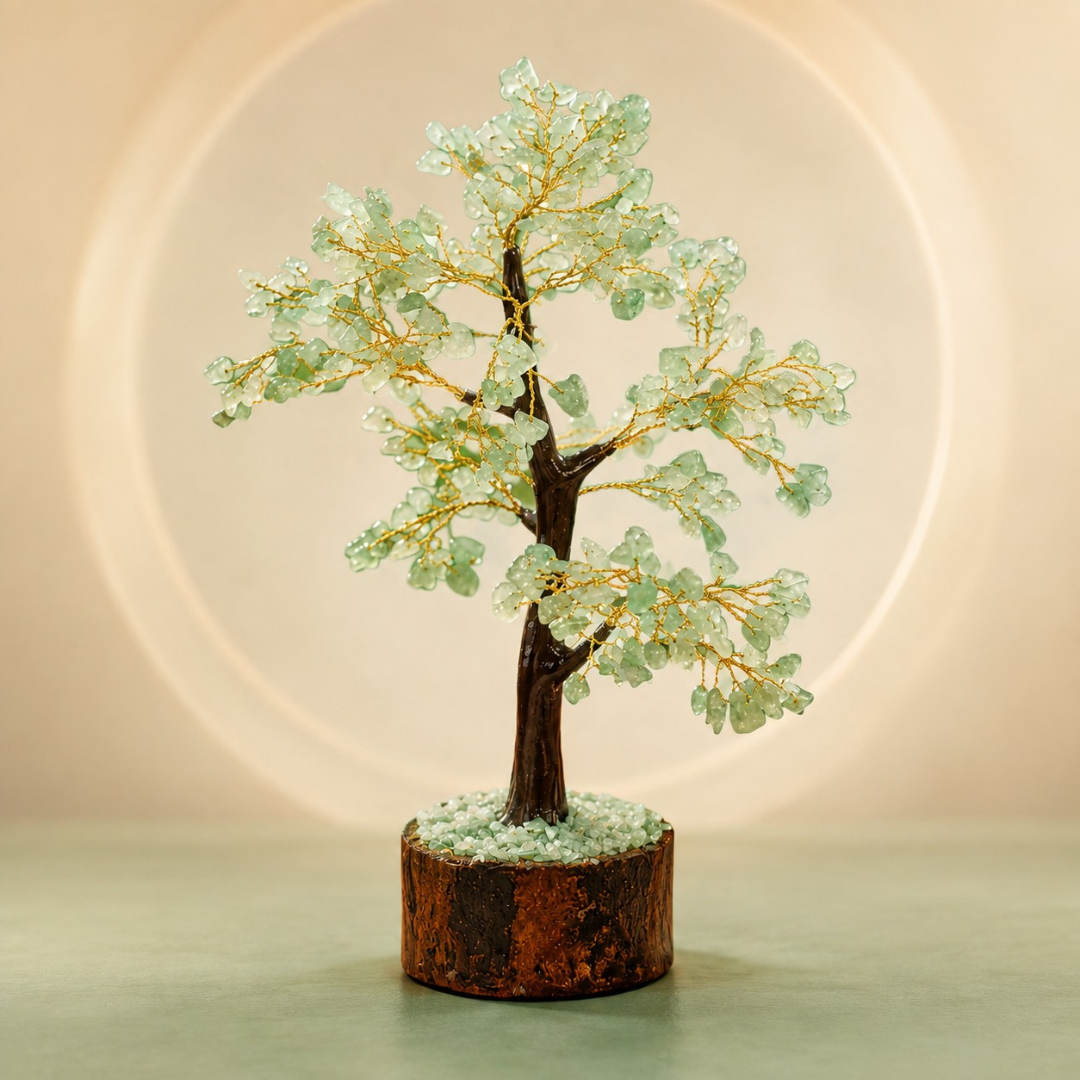 Green Aventurine Crystal Tree - Good Luck Showpiece - Home Decor Items 8-10 Inch