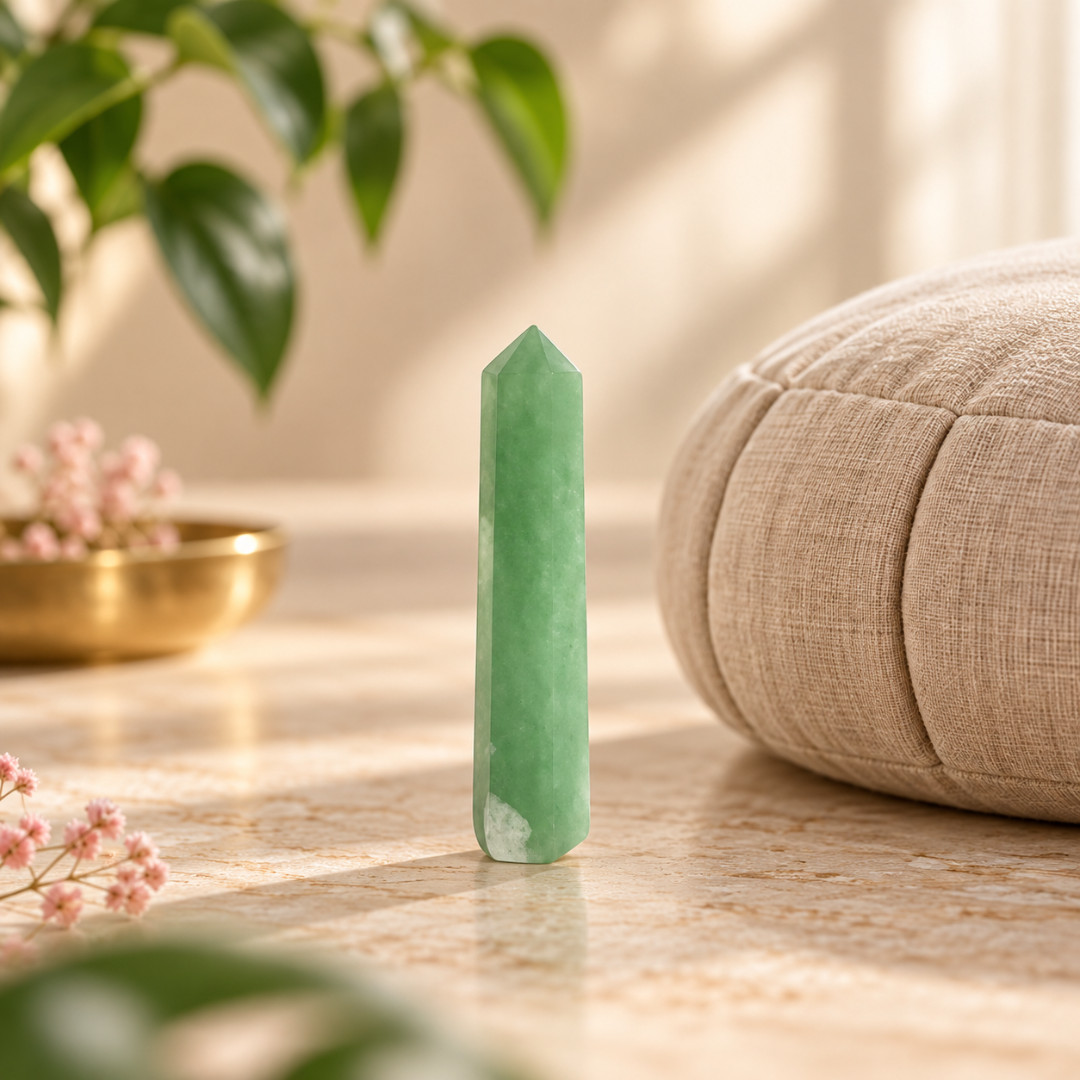 Green Aventurine Crystal Pencil 3 Inch – Natural Healing Gemstone Point for Good Luck, Wealth, Prosperity, Heart Chakra Balancing, Reiki, Meditation & Positive Energy