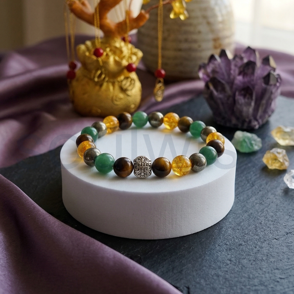 Money Magnet Bracelet with Five Blessings & Longevity Charm | Dhan Yog Wealth Bracelet 10mm | Feng Shui Lucky Bracelet for Wealth, Success, Protection & Prosperity (Unisex)