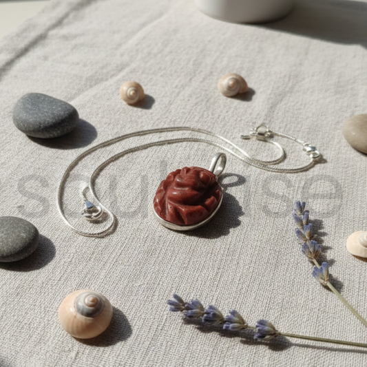 Red Jasper Ganesh Ji Pendant Genuine Carved Stone