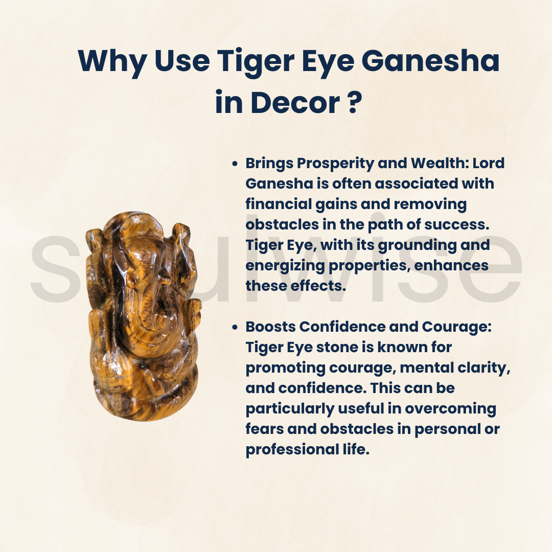 Tiger Eye Ganesha Idol – 5 cm | Hand-Carved Ganesh Statue in Natural Tiger Eye Crystal for Courage, Clarity & Protection