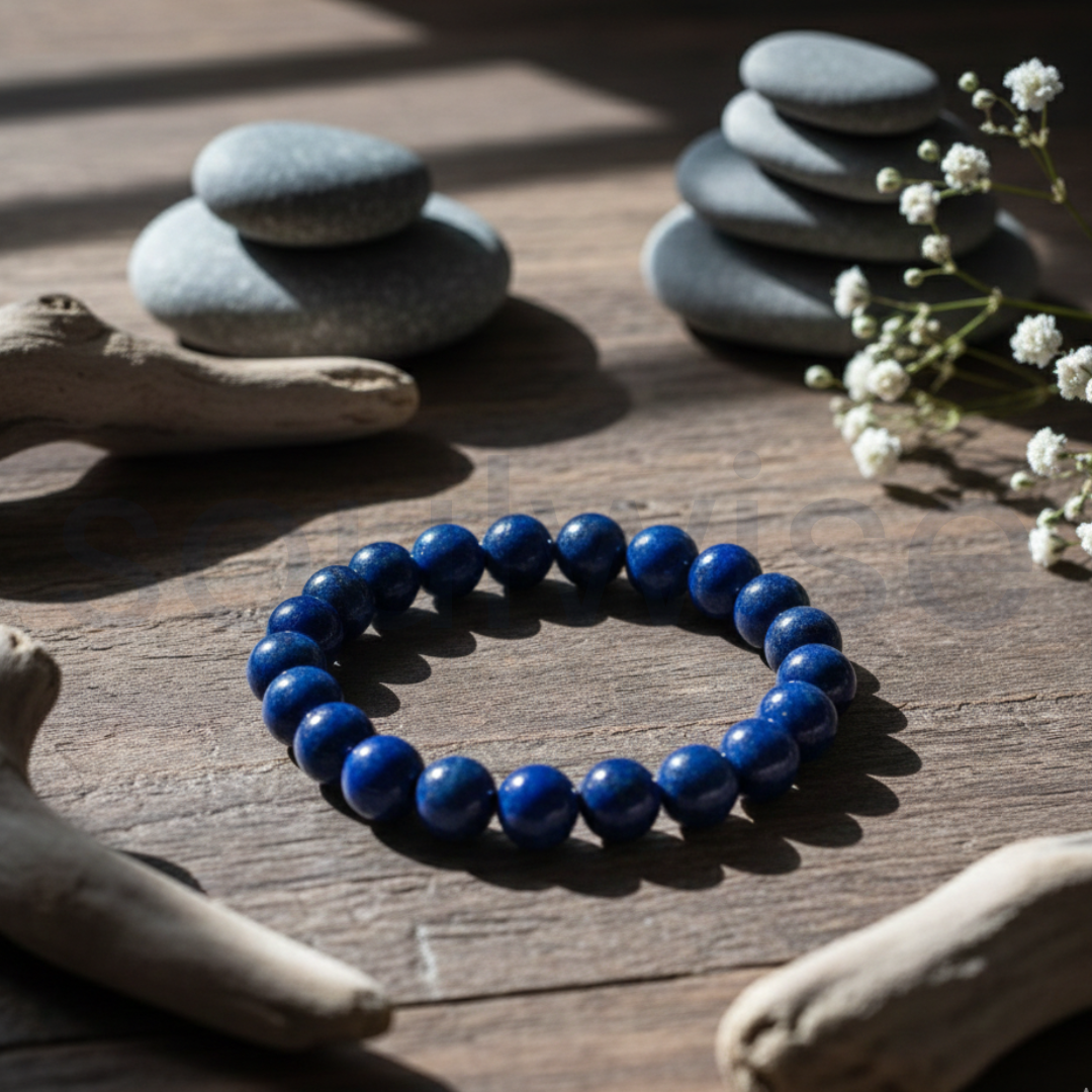 Natural Lapis Lazuli Bracelet 8mm Beads for Men & Women – Crystal for Wisdom, Confidence & Throat Chakra Healing
