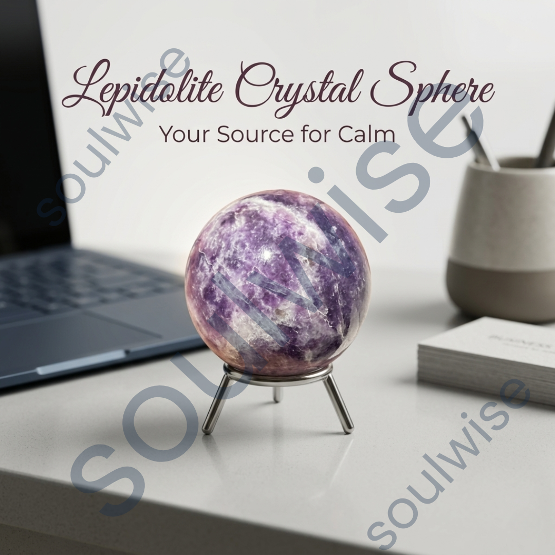 Lepidolite Crystal Sphere – Natural Healing Crystal Ball for Emotional Balance, Peace, Spiritual Growth & Positive Energy | Polished Gemstone Sphere for Meditation, Reiki & Home Décor