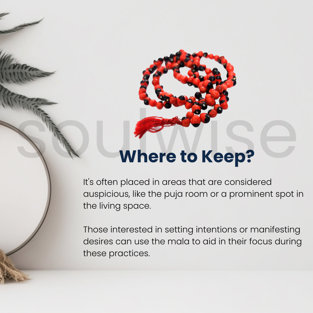 Soulwise Rakta Gunja Mala | 108 Beads Rakta Gunja Japa Mala | Sacred Red Gunja Seed Mala for Mantra Chanting, Spiritual Sadhana & Energy Protection.