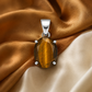 Natural Tiger’s Eye Gemstone Pendant – Oval-Cut Confidence & Protection Crystal Jewellery