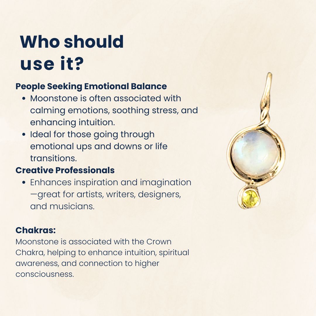 Certified Moonstone Pendant for Emotional Balance, Positivity & Intuition