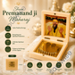 Shree Premanand Ji Maharaj Golden Paduka with Photo Frame Box – Premium Spiritual Showpiece for Home Temple, Office & Pooja Room (3x3 Inch)