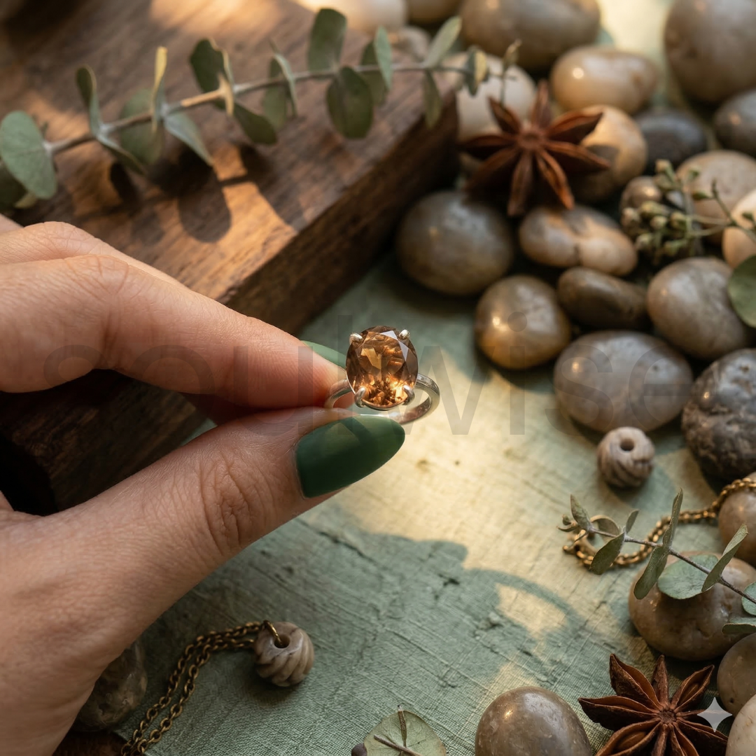 Natural Smoky Quartz Gemstone Ring – Stress Relief ,Protection,Healing & Grounding.