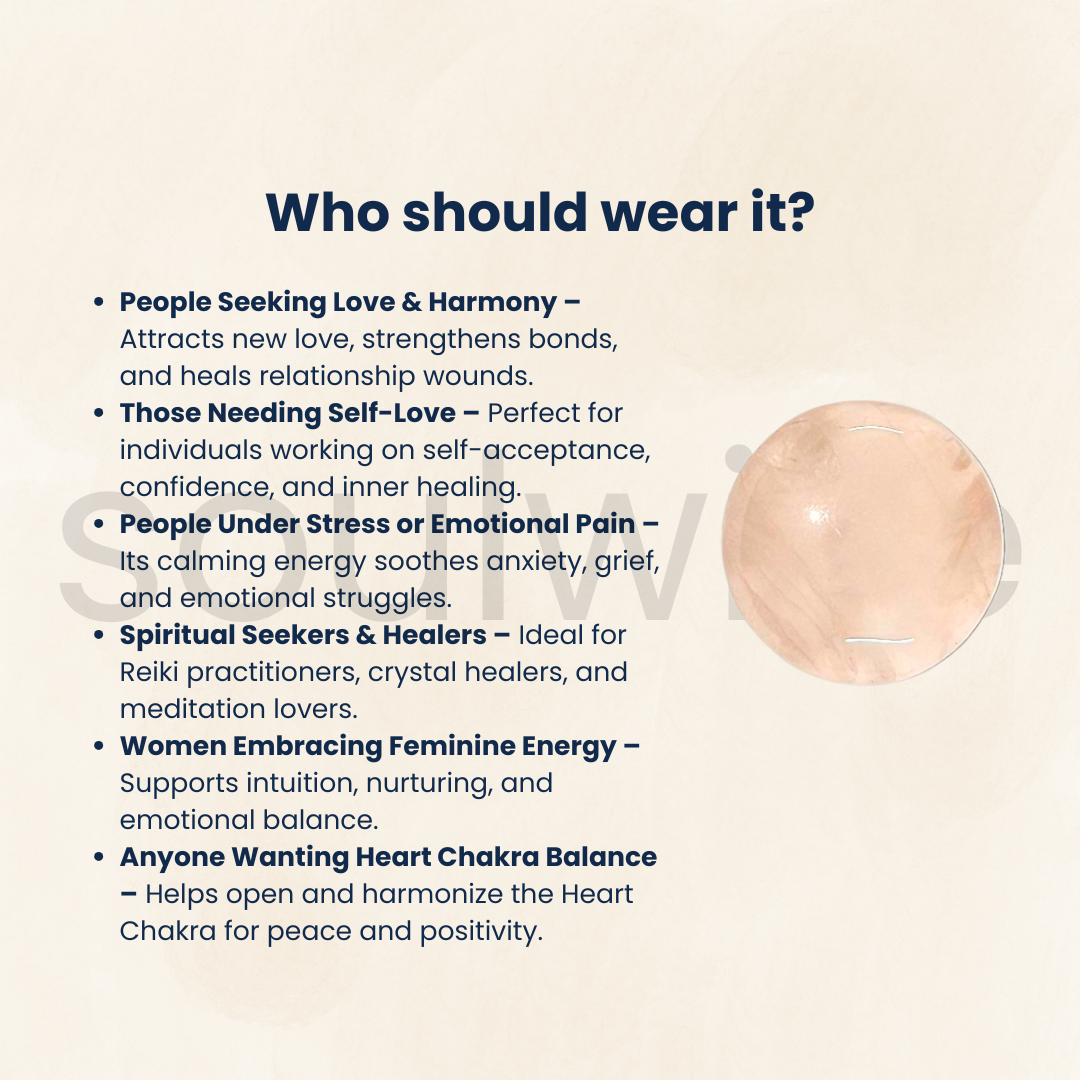 Soulwise Natural Rose Quartz Round Cabochon – Polished Circle Gemstone for Jewelry Making, Crystal Healing, Crafts – Flat Back – 1 Piece