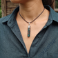Bloodstone Pencil Pendant – Natural Healing Crystal Necklace for Strength, Courage, Grounding & Positive Energy