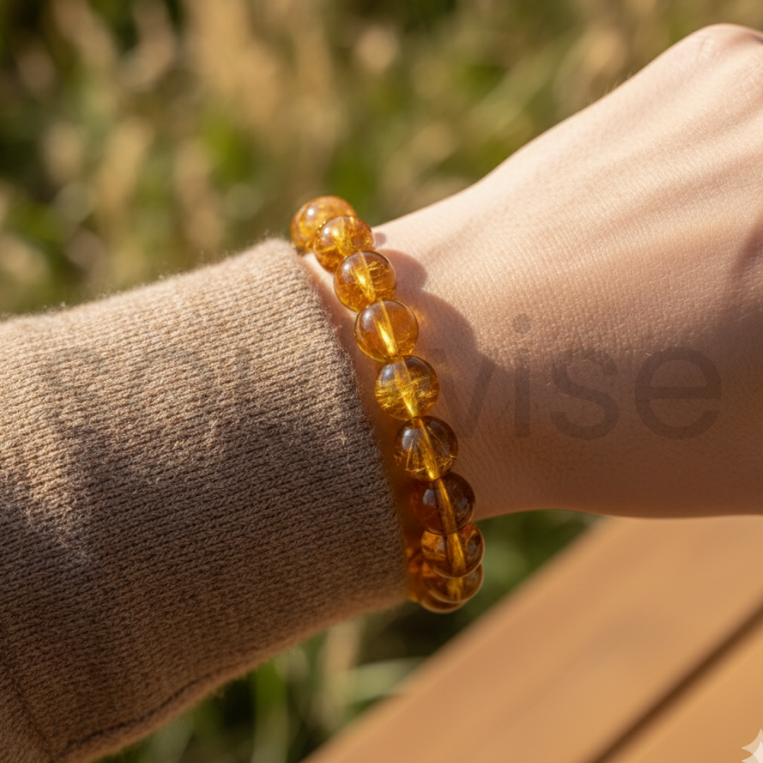 Citrine 10mm Bracelet – Natural Crystal Beads for Positivity, Abundance, and Healing Energy