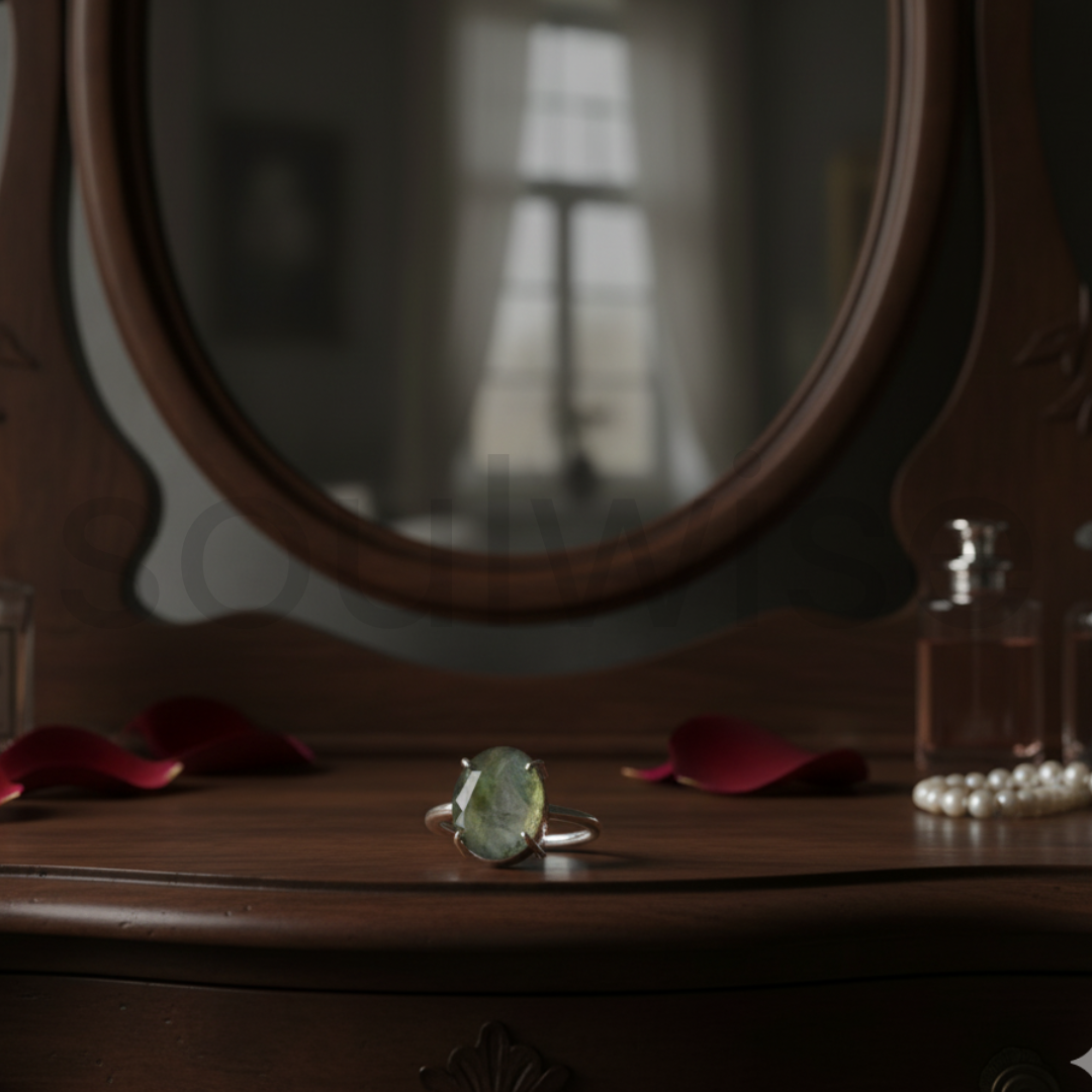 Labradorite Gemstone Ring, Certified, Adjustable