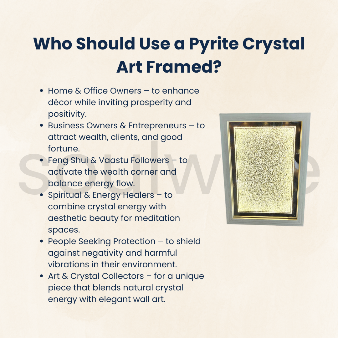 Soulwise Pyrite Crystal Art Framed with USB Light – Wealth & Prosperity Table and Wall Decor |