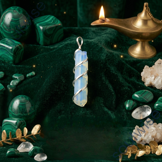 Opalite Crystal Pendant – Healing Stone Necklace for Aura Cleansing, Emotional Balance & Well-Being | Unisex Spiritual Gift
