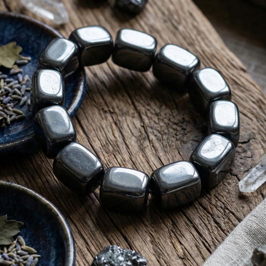 Hematite Tumble Bracelet – Certified Natural AAA Quality Crystal for Grounding, Protection & Chakra Balancing | Reiki Healing Bracelet