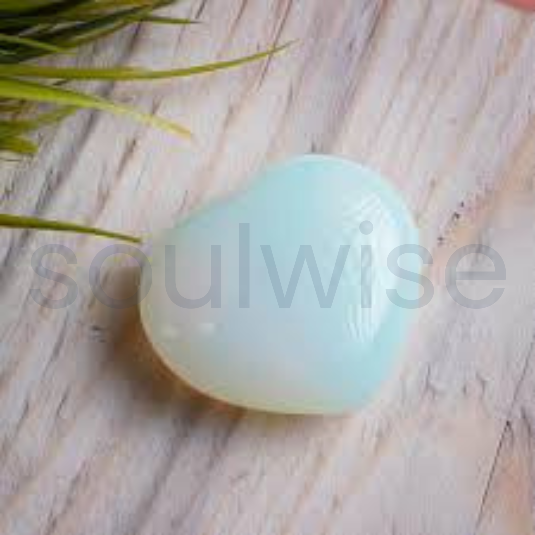 Opalite Heart Stone Polished Crystal for Meditation Calm Energy Emotional Balance Spiritual Home Décor Gift
