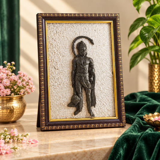 Lord Hanuman Pyrite & Selenite Healing Frame | Spiritual Crystal Décor for Protection, Strength & Positive Energy