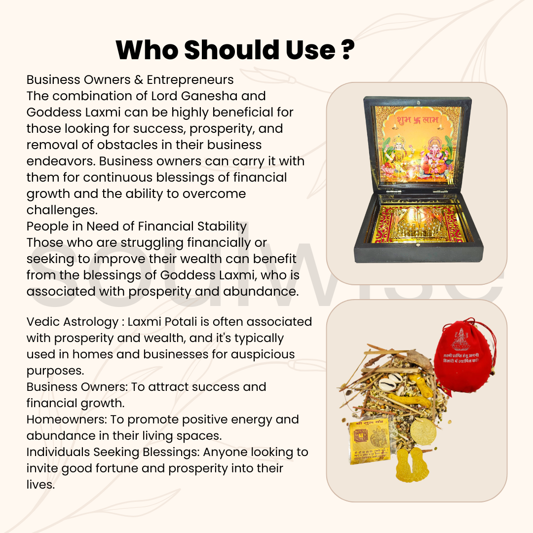 Diwali Laxmi Potli & Laxmi Ganesh Medium Pocket Temple | Energized Diwali Gift Combo for Wealth, Prosperity & Pooja | Vastu Decorative Pooja Items for Home, Office & Gifting