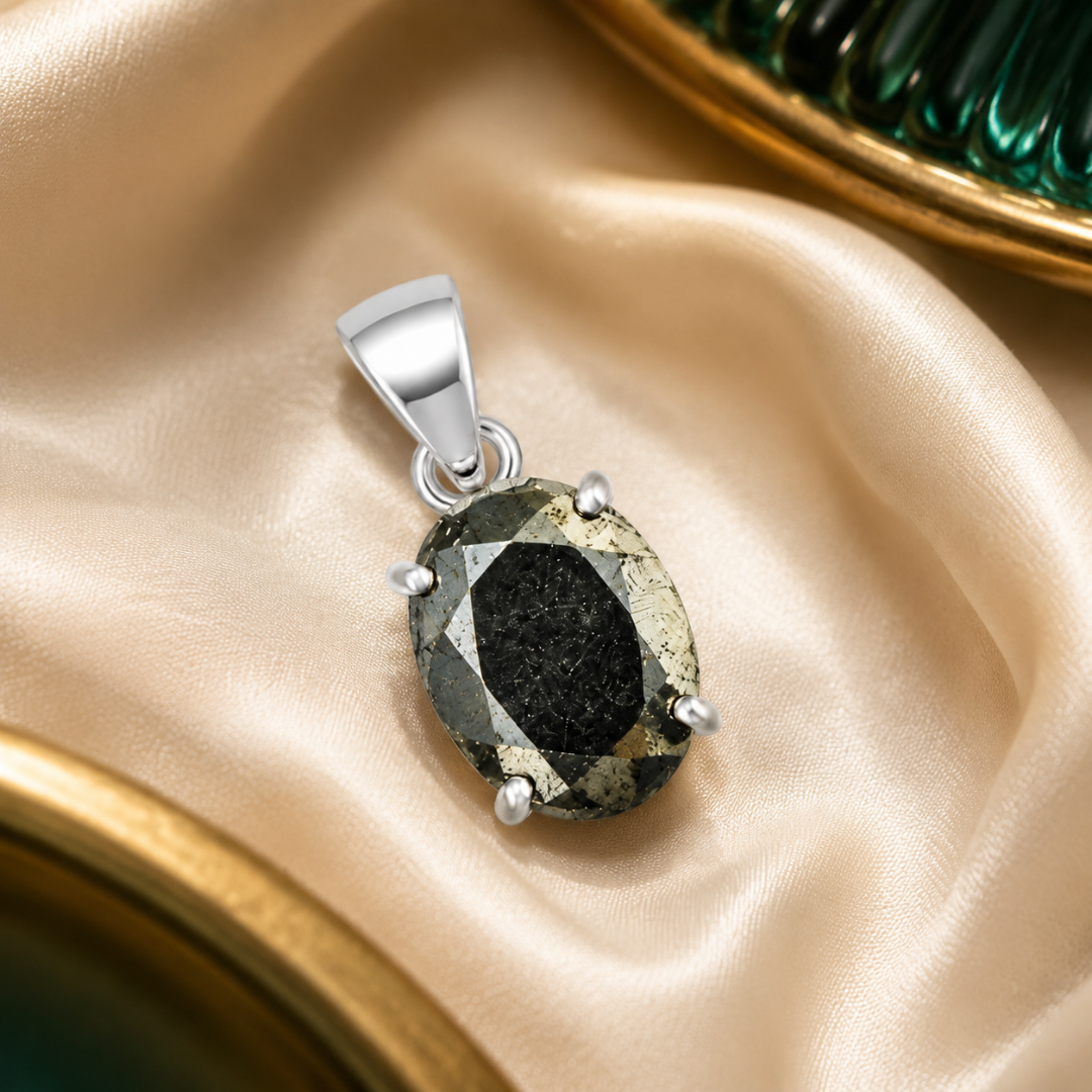 Natural Pyrite Gemstone Pendant – Oval-Cut Prosperity Crystal Jewellery