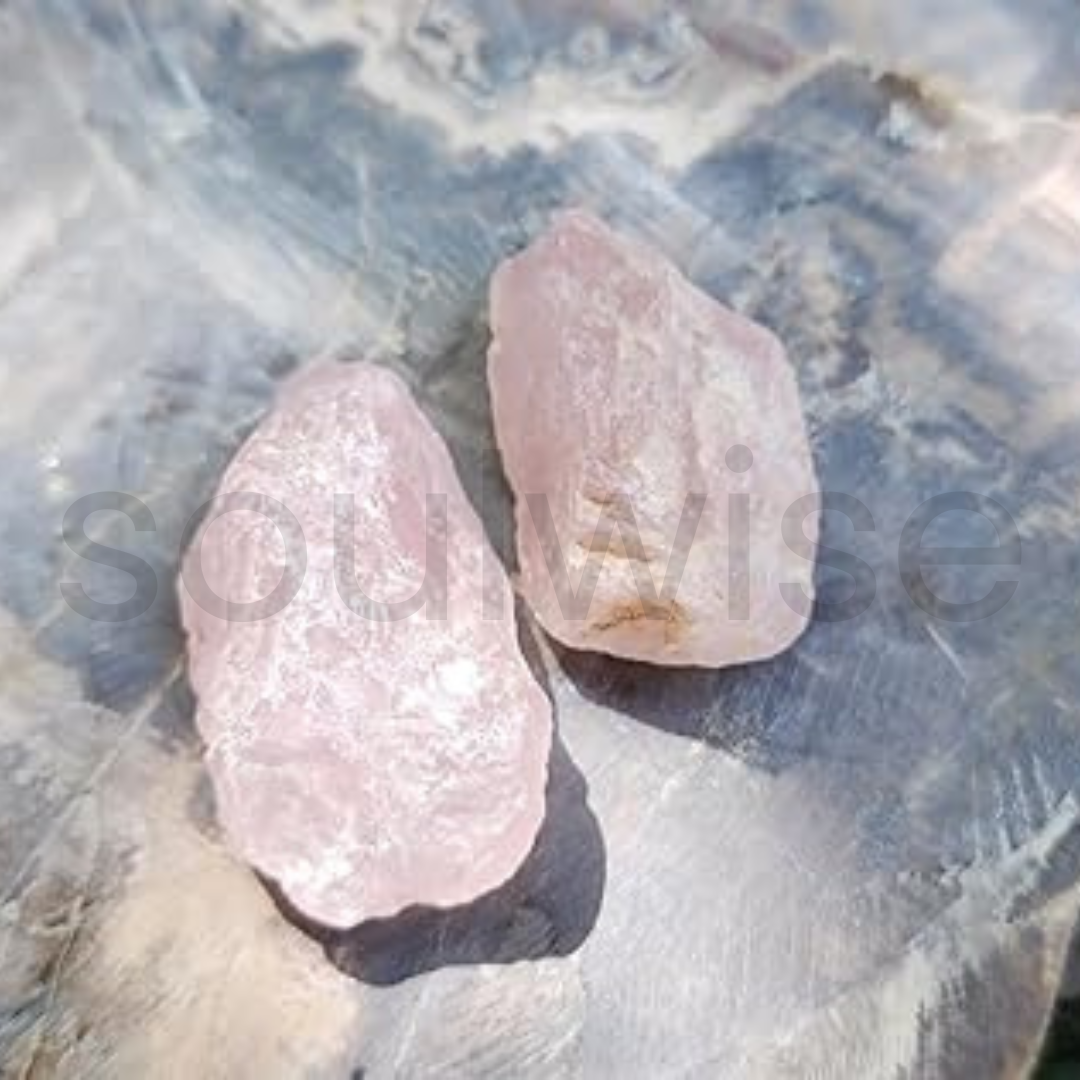 Raw Rose Quartz, Healing crystal, set of 2