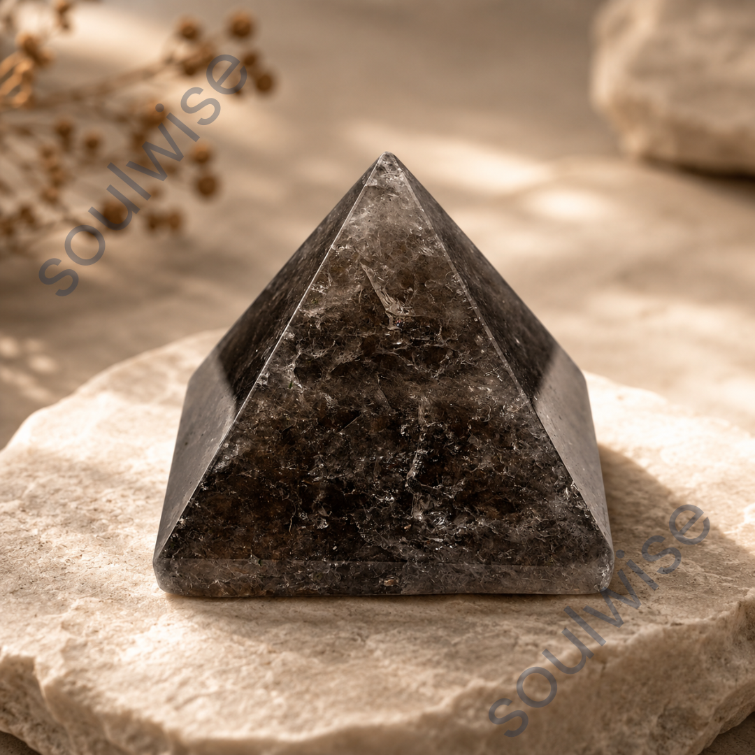 Natural Smoky Quartz Crystal Pyramid – Gemstone Energy Pyramid for Grounding, Clarity & Spiritual Décor