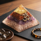 Rose Quartz, Amethyst & Red Jasper Orgonite Pyramid – Handmade Crystal Energy Pyramid for Harmony, Balance & Spiritual Décor