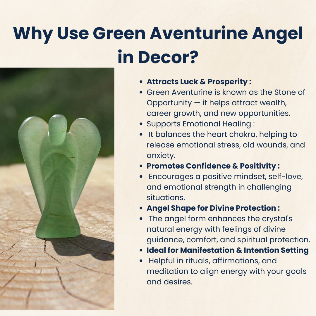 Soulwise Green Aventurine Angel – 1 Inch Hand-Carved Pocket Crystal for Luck, Healing & Protection | Heart Chakra Stone for Positivity & Good Fortune