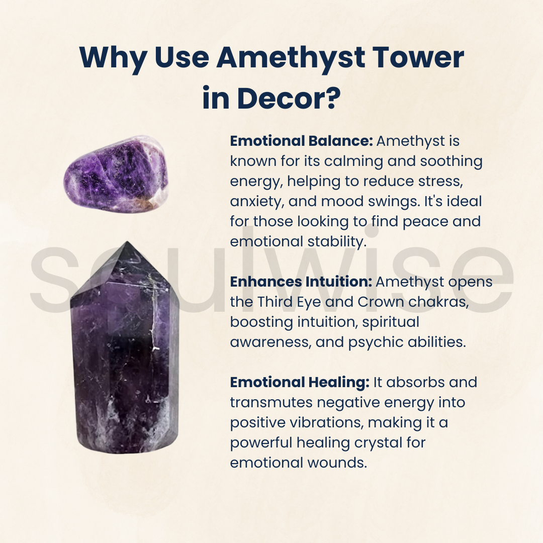 Soulwise Chevron Amethyst Tower – 380g Freeform Natural Crystal Point