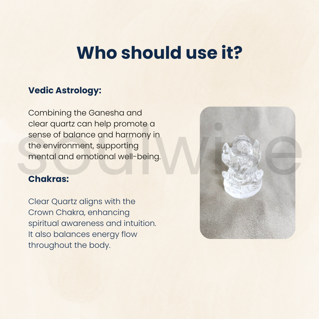 Clear Quartz Ganesha Idol – 2 Inch Sphatik Ganpati Murti – Natural Crystal for Pooja, Vastu, Meditation & Spiritual Gifting Certified