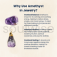 Soulwise Natural Raw Chevron Amethyst Stone Pendant for Healing & Meditation | Rough Cut Purple Crystal Locket for Women & Men (Golden).