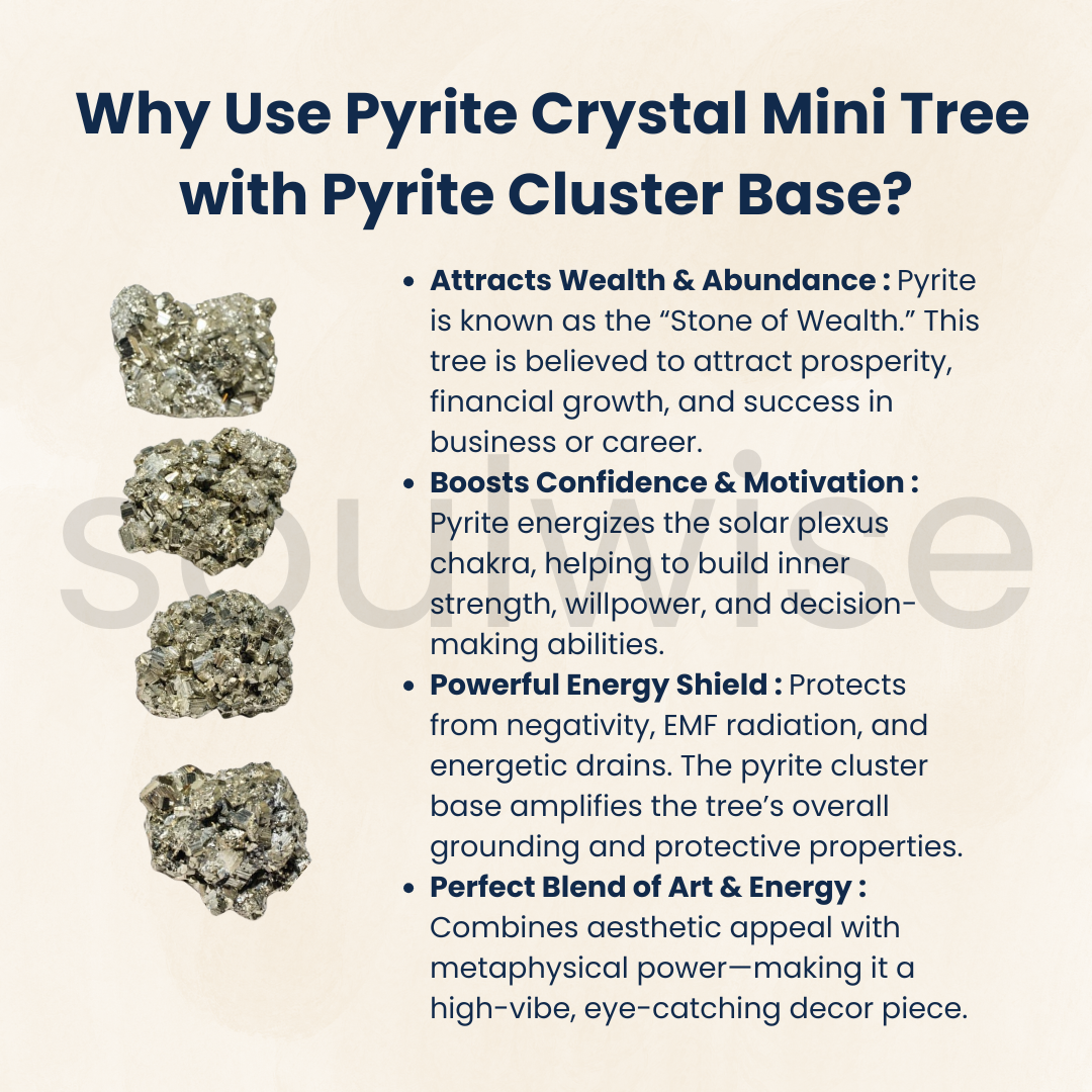 Soulwise Pyrite Crystal Mini Tree with Pyrite Cluster Base .